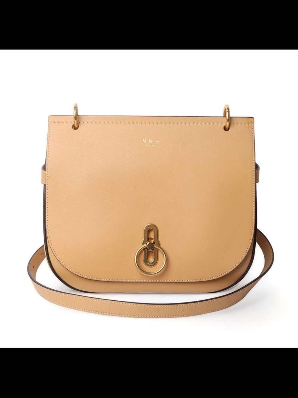 Mulberry Beige/Tan Leather Crossbody Bag with Gold Hardware